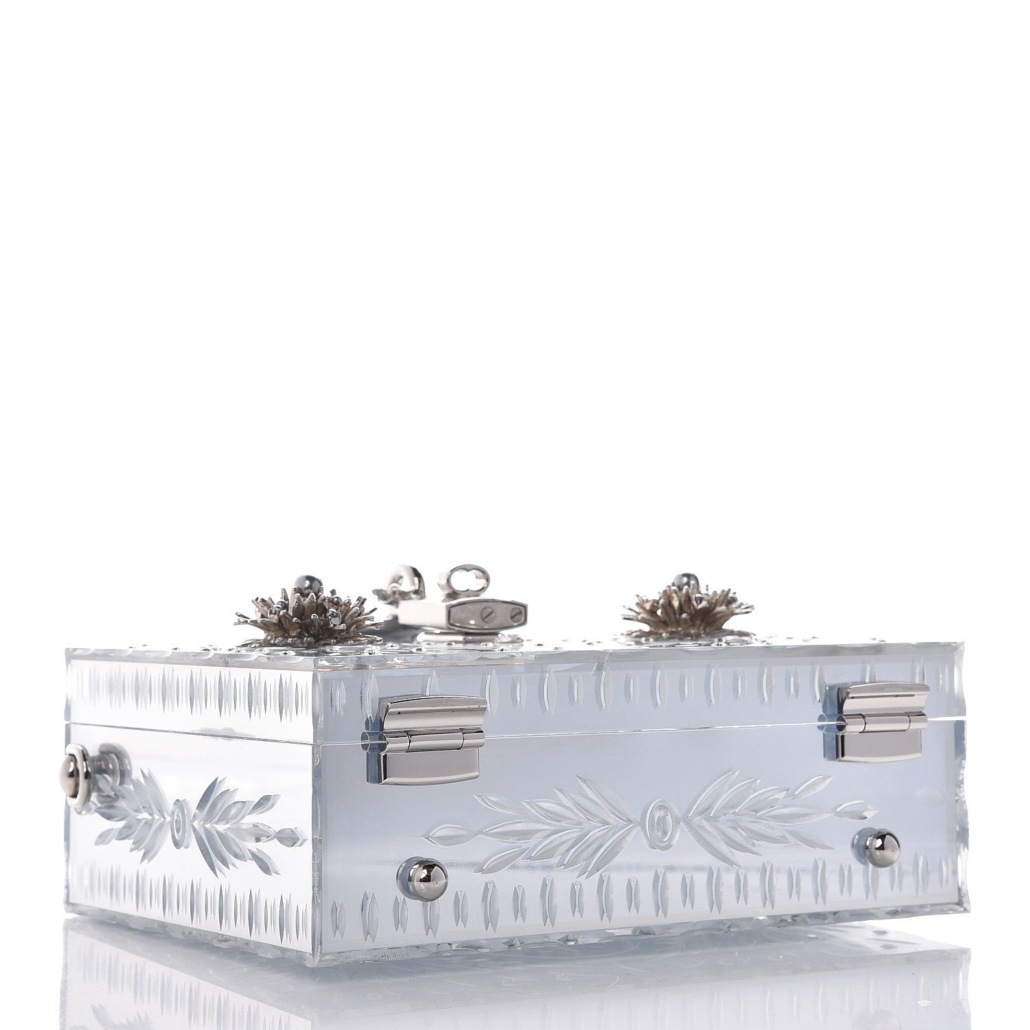 Dolce & Gabbana Plexiglass Embellished Metallic Dauphine Box Bag Argento 4 of 21