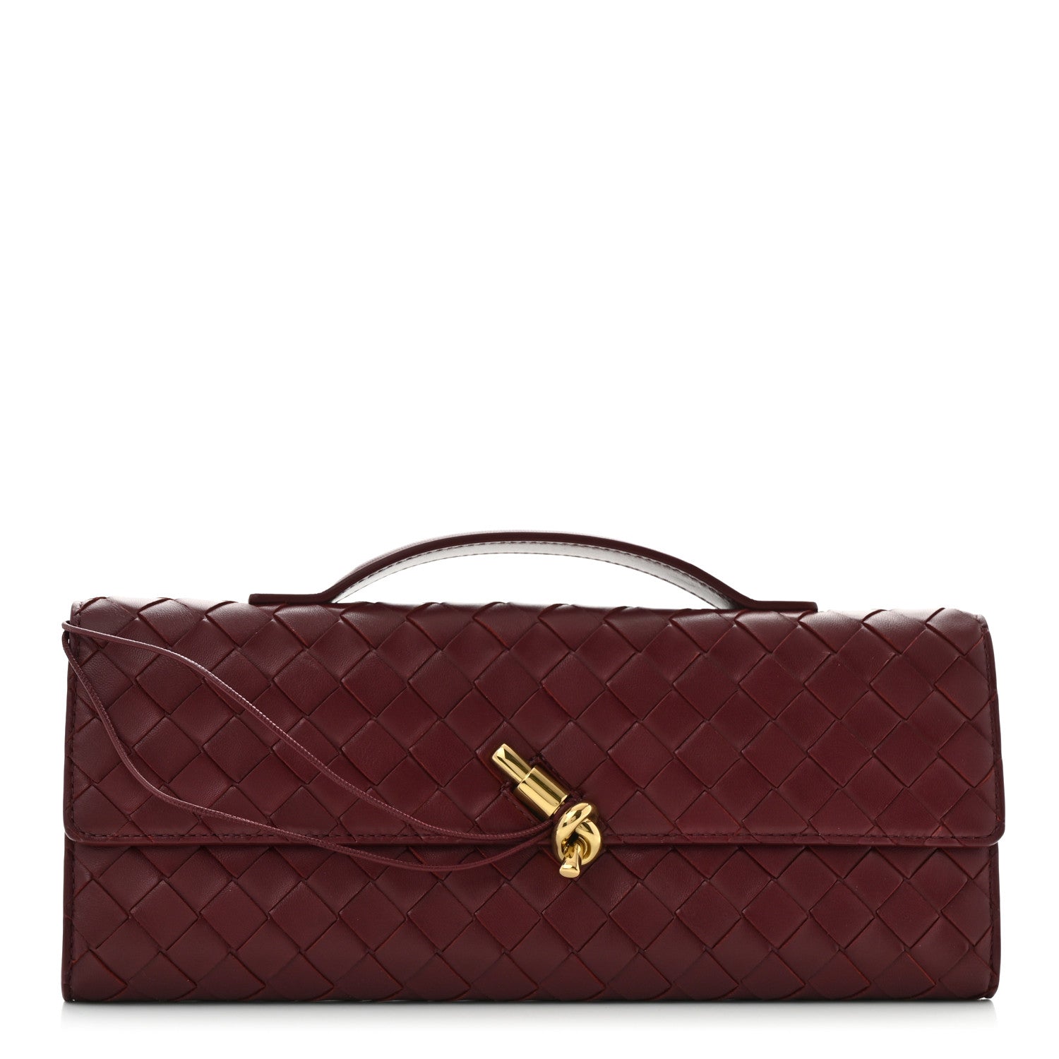 Bottega Veneta Nappa Intrecciato Long Andiamo Top Handle Clutch Barolo 1 of 10