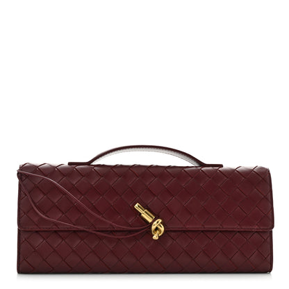 Bottega Veneta Nappa Intrecciato Long Andiamo Top Handle Clutch Barolo 1 of 10