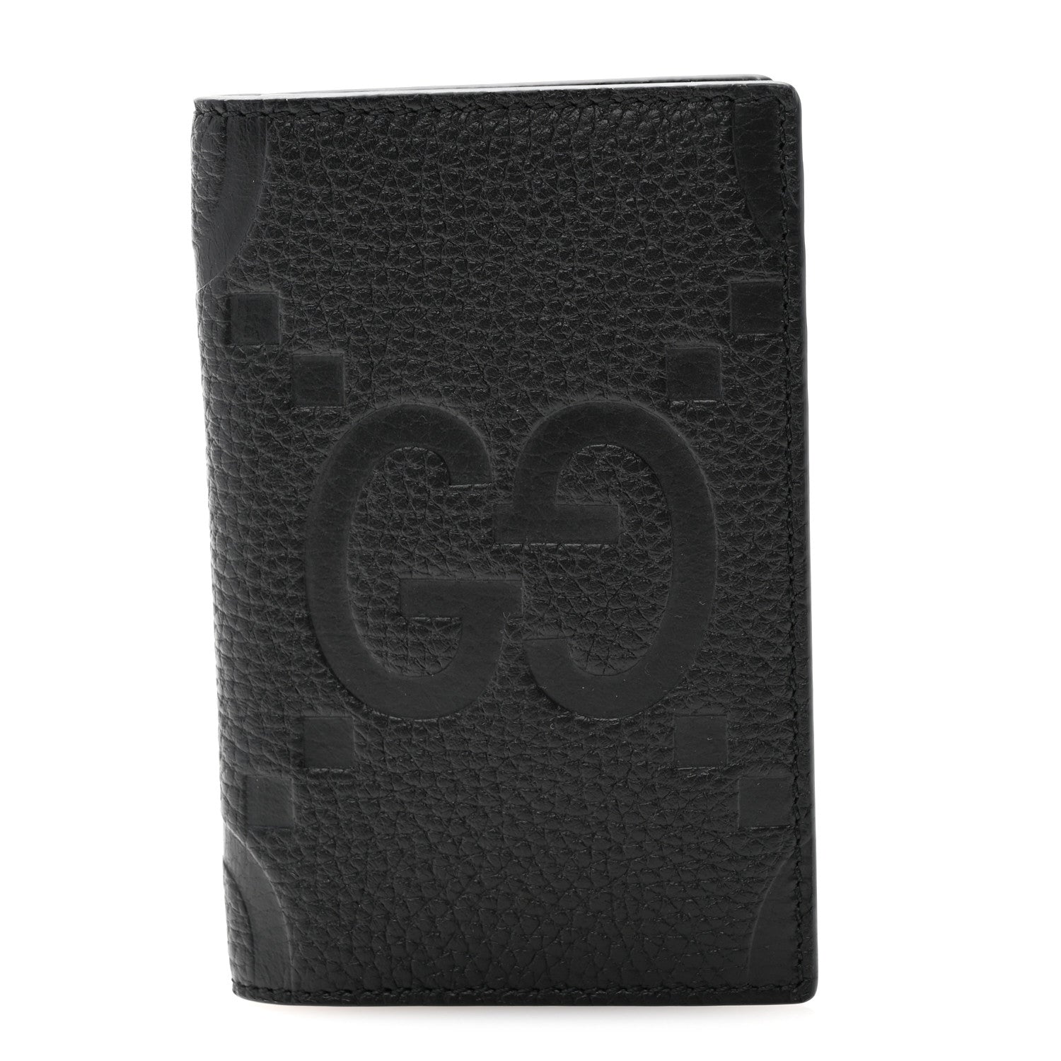 Gucci Piuma Calfskin Jumbo GG Embossed Card Case Black 1 of 7