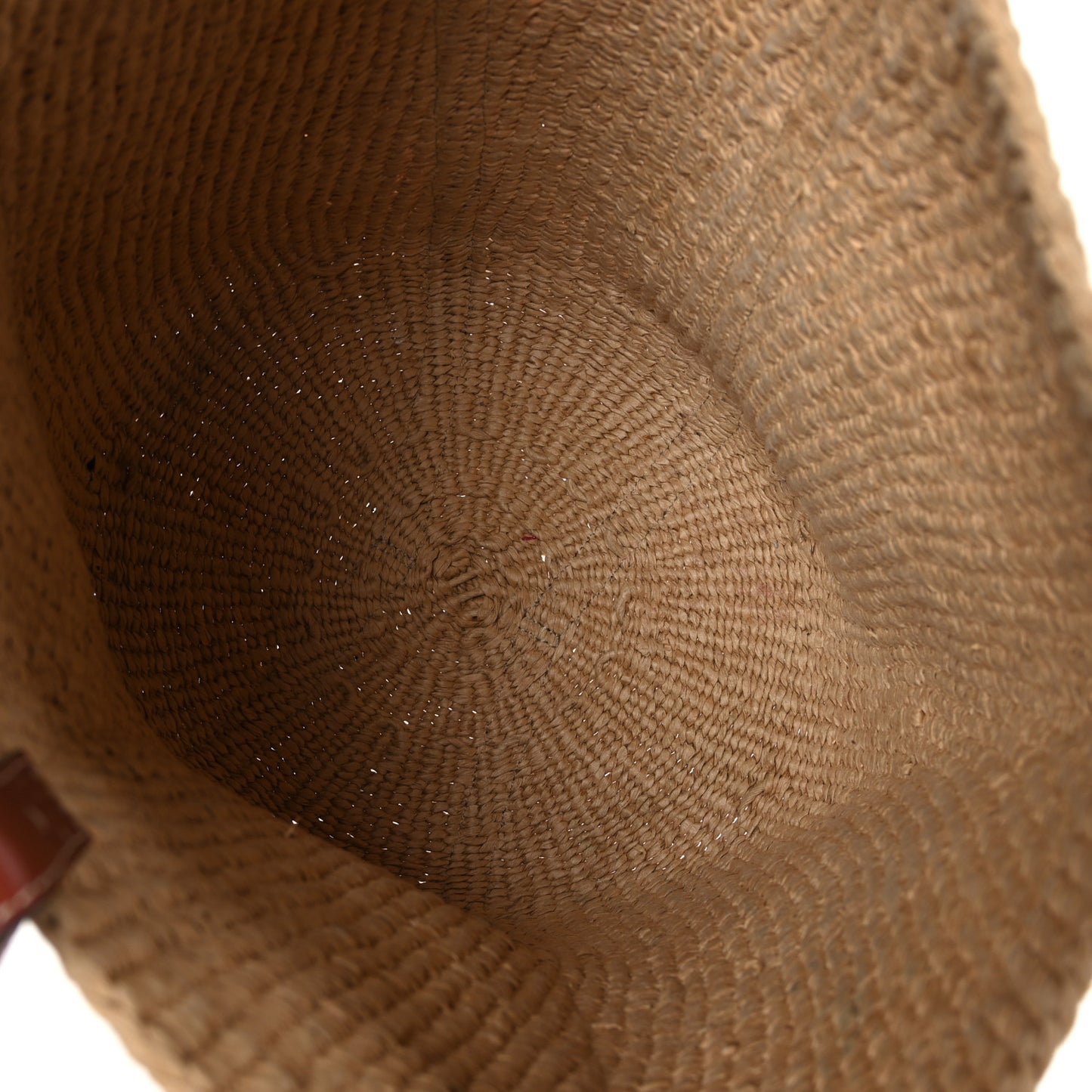 Raffia Calfskin Large Basket Tote Tan