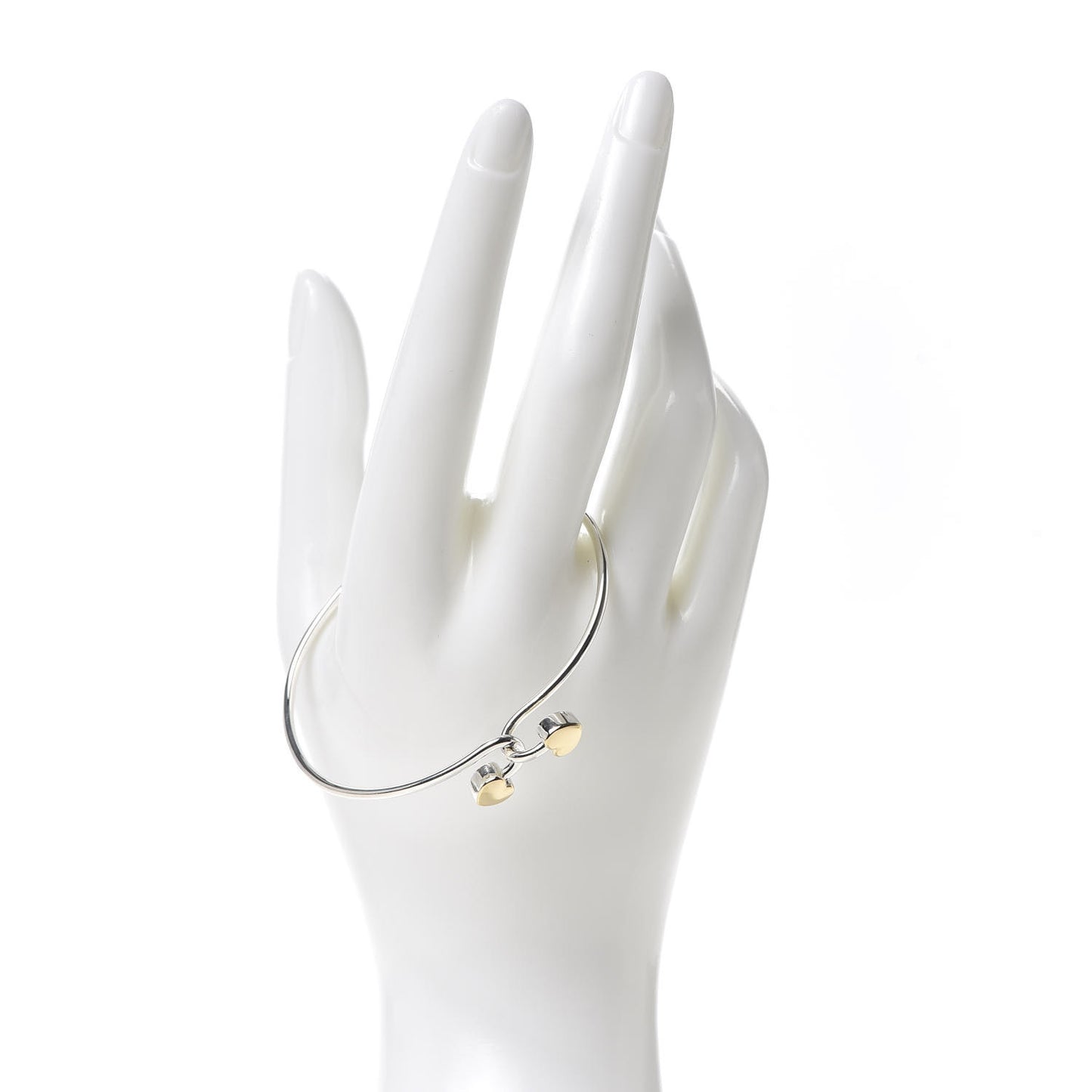Sterling Silver 18K Yellow Gold Two Heart Hook Bracelet