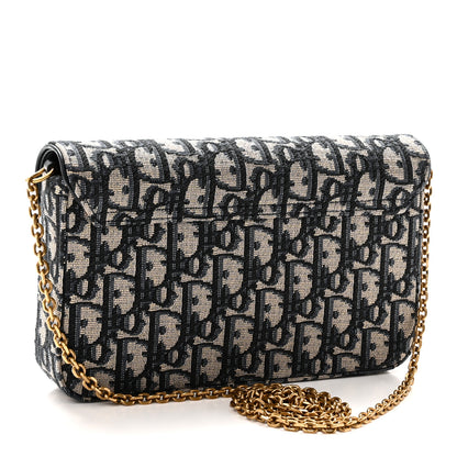 Christian Dior Oblique Saddle Chain Pouch  Blue 3 of 10