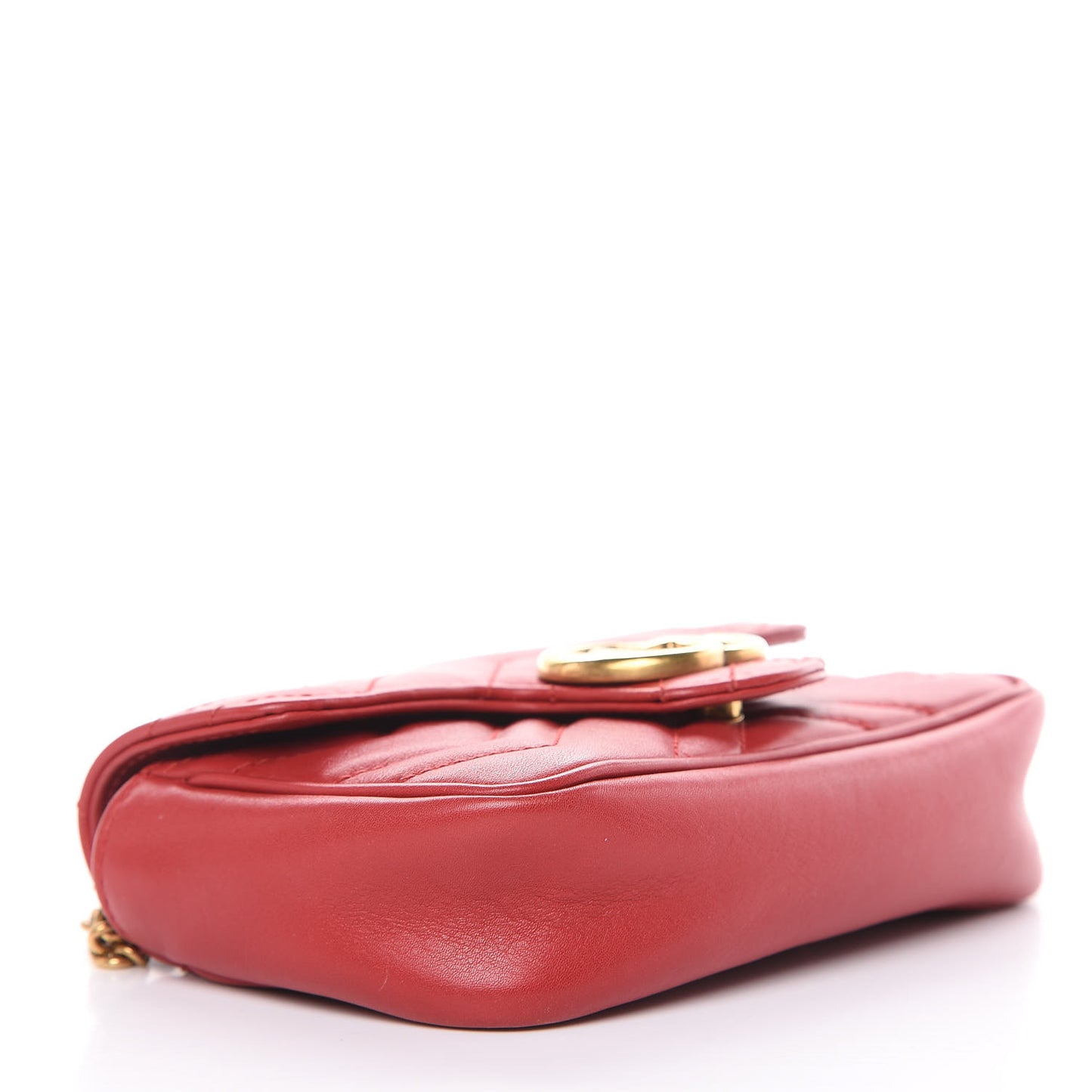 Calfskin Matelasse Super Mini GG Marmont Shoulder Bag Hibiscus Red