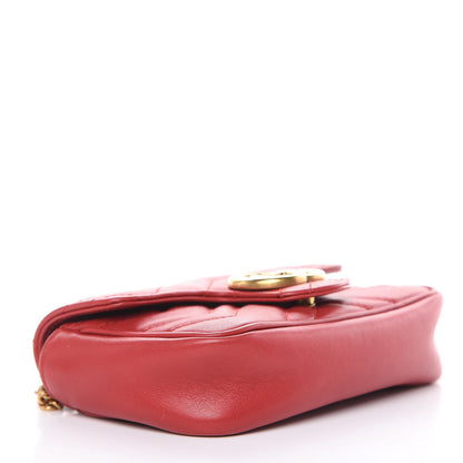 Gucci Calfskin Matelasse Super Mini GG Marmont Shoulder Bag Hibiscus Red 4 of 13