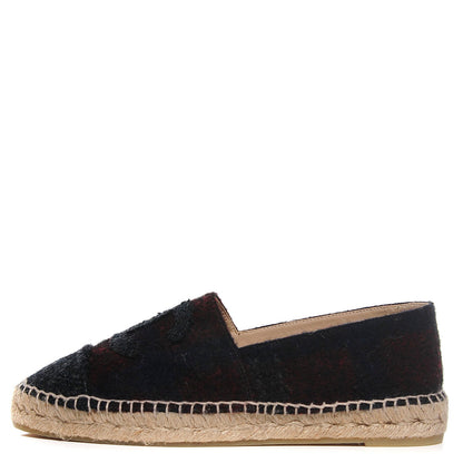 Chanel Plaid Wool CC Espadrilles 39 Black 1 of 7