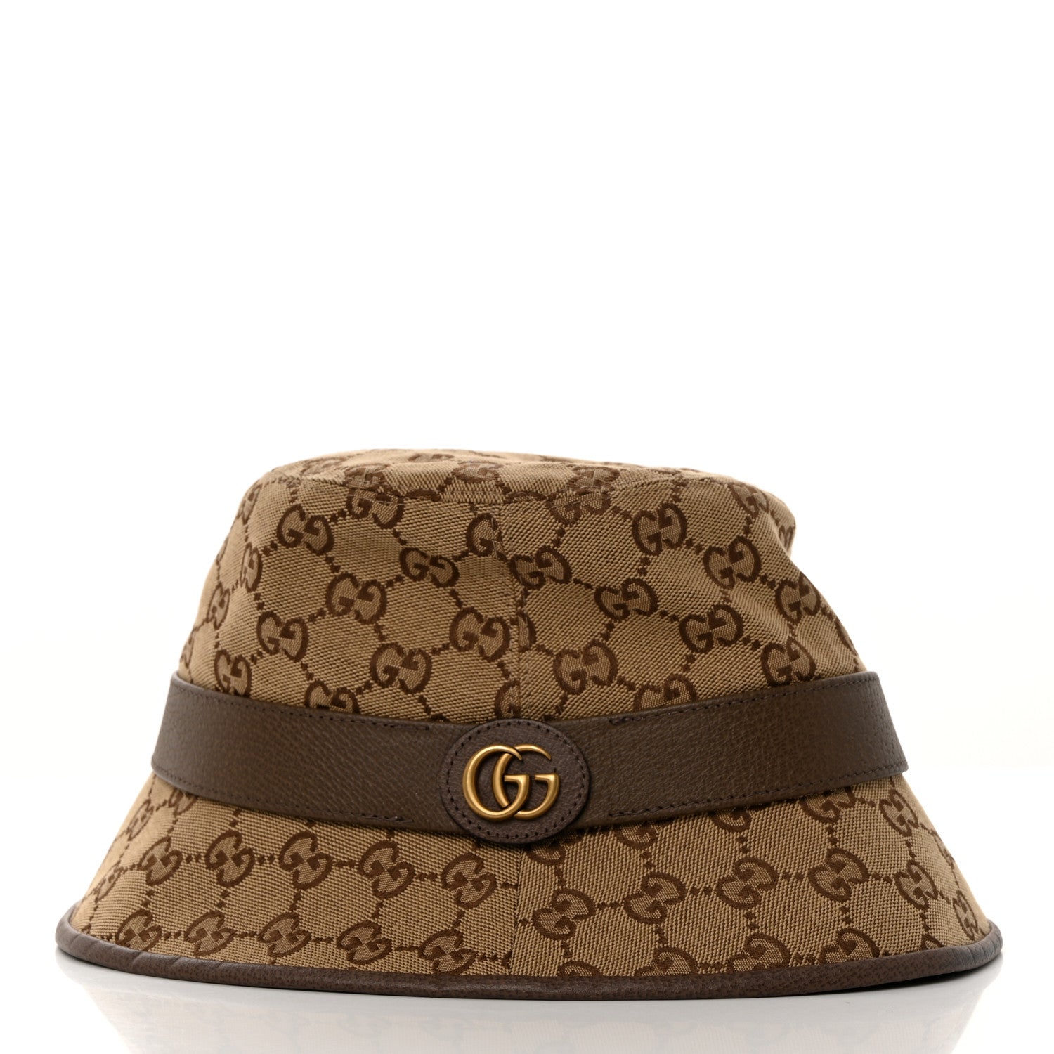 Gucci Monogram Textured Dollar Calfskin GG Jago Bucket Hat S Cacao Beige 4 of 9