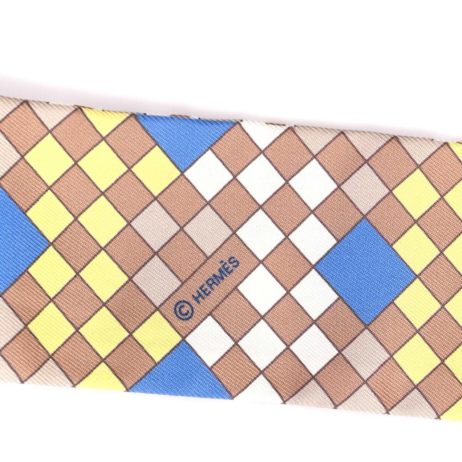 Hermes Silk Colliers De Chiens Remix Twilly Mastic Bleu Jaune 3 of 5