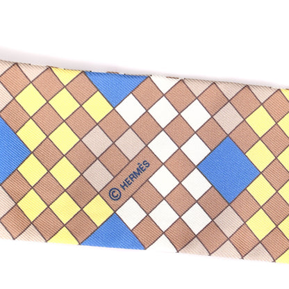 Hermes Silk Colliers De Chiens Remix Twilly Mastic Bleu Jaune 3 of 5