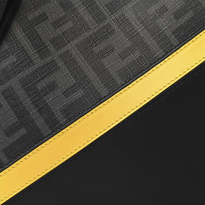 Fendi Glazed Fabric Vitello Liberty FF 1974 Diagonal Medium Camera Case Black Sunflower 8 of 10