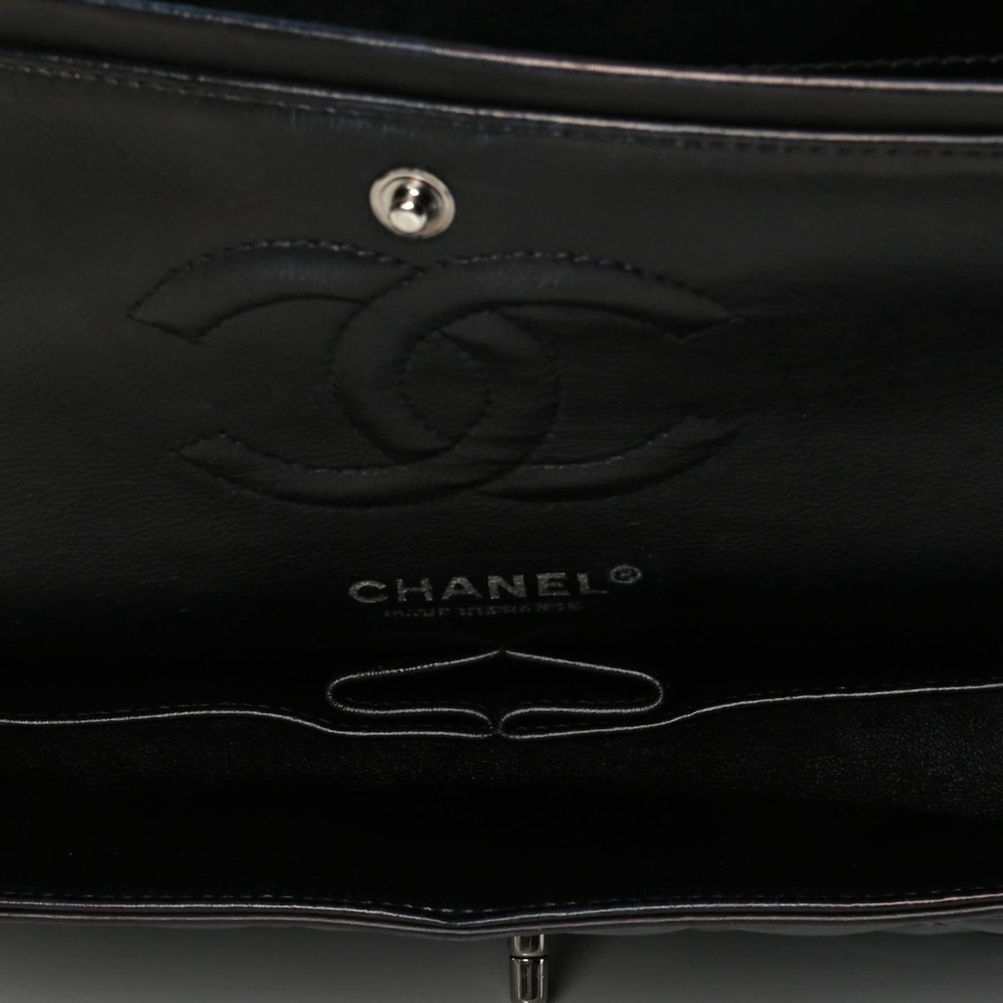 Patent Quilted Medium Double Flap Black