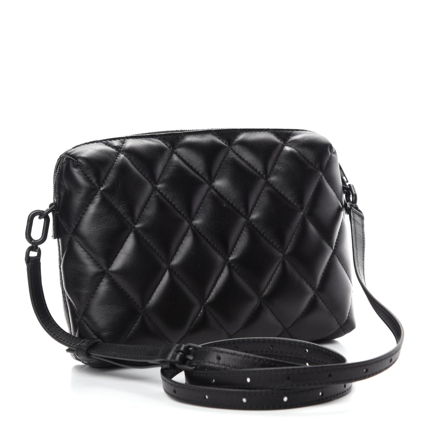 Nappa Calfskin Quilted Touch B Camera Shoulder Bag Black
