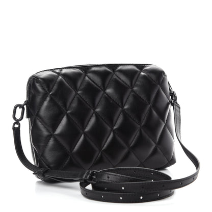 Balenciaga Nappa Calfskin Quilted Touch B Camera Shoulder Bag Black 3 of 9