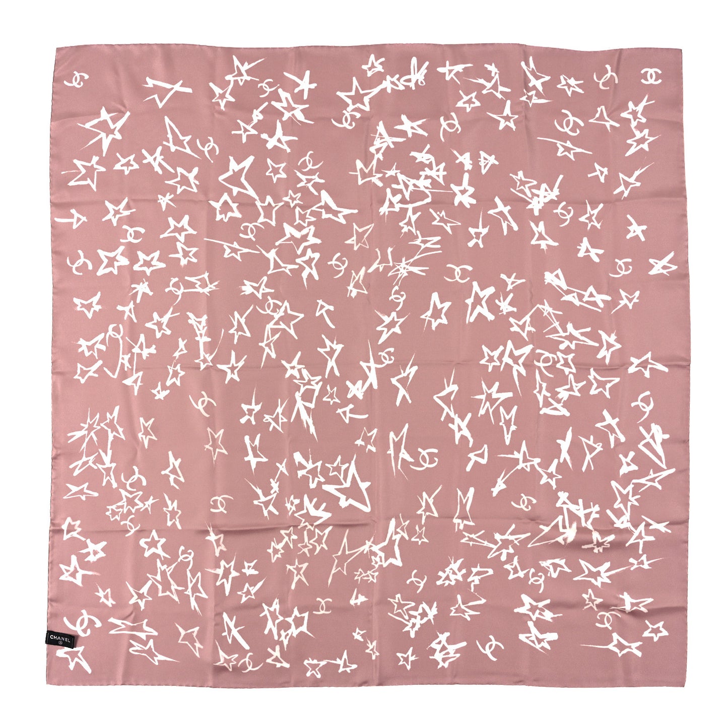 Silk Star Square Scarf Pink