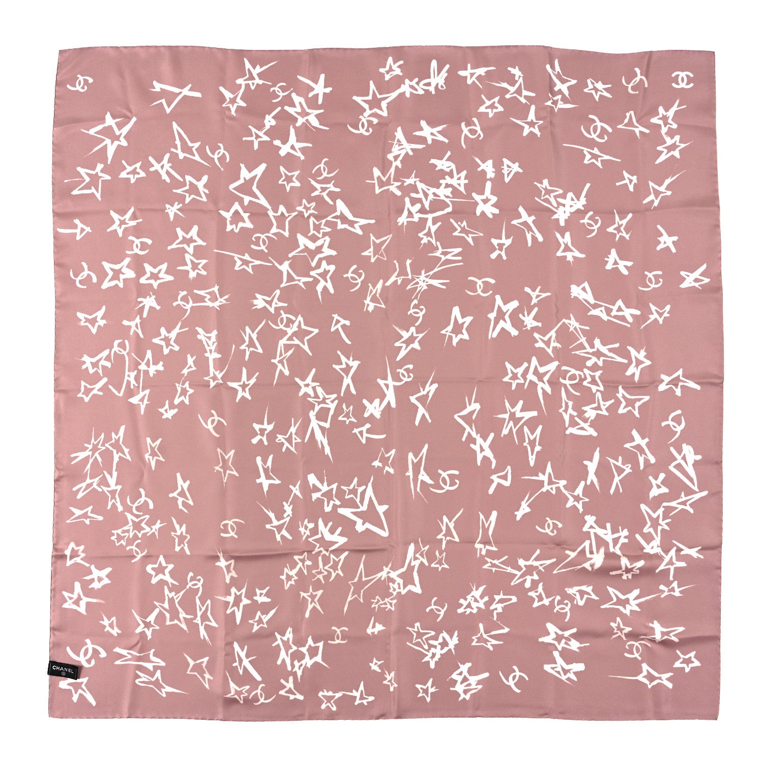 Chanel Silk Star Square Scarf Pink 2 of 3