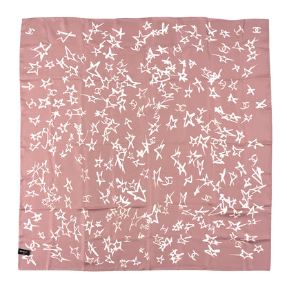 Chanel Silk Star Square Scarf Pink 2 of 3