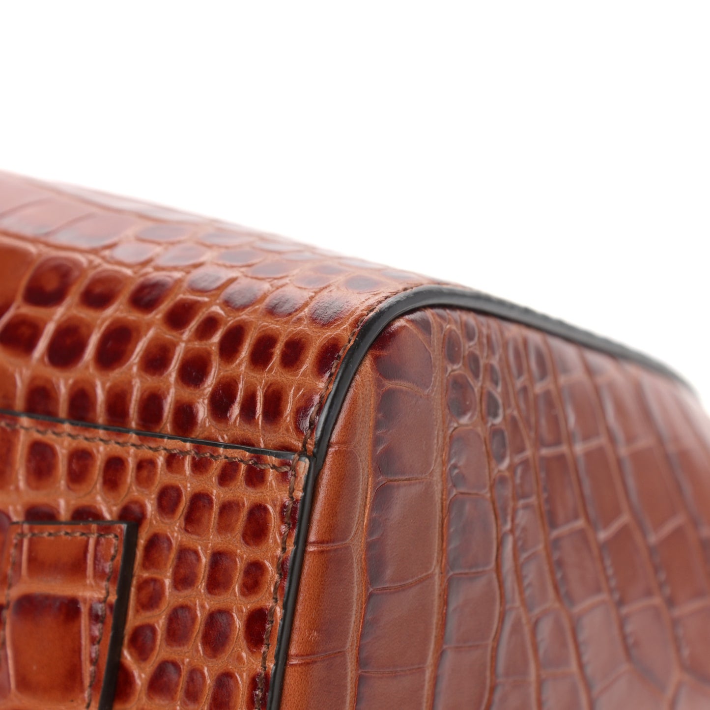 Calfskin Crocodile Embossed Small Antigona Cognac