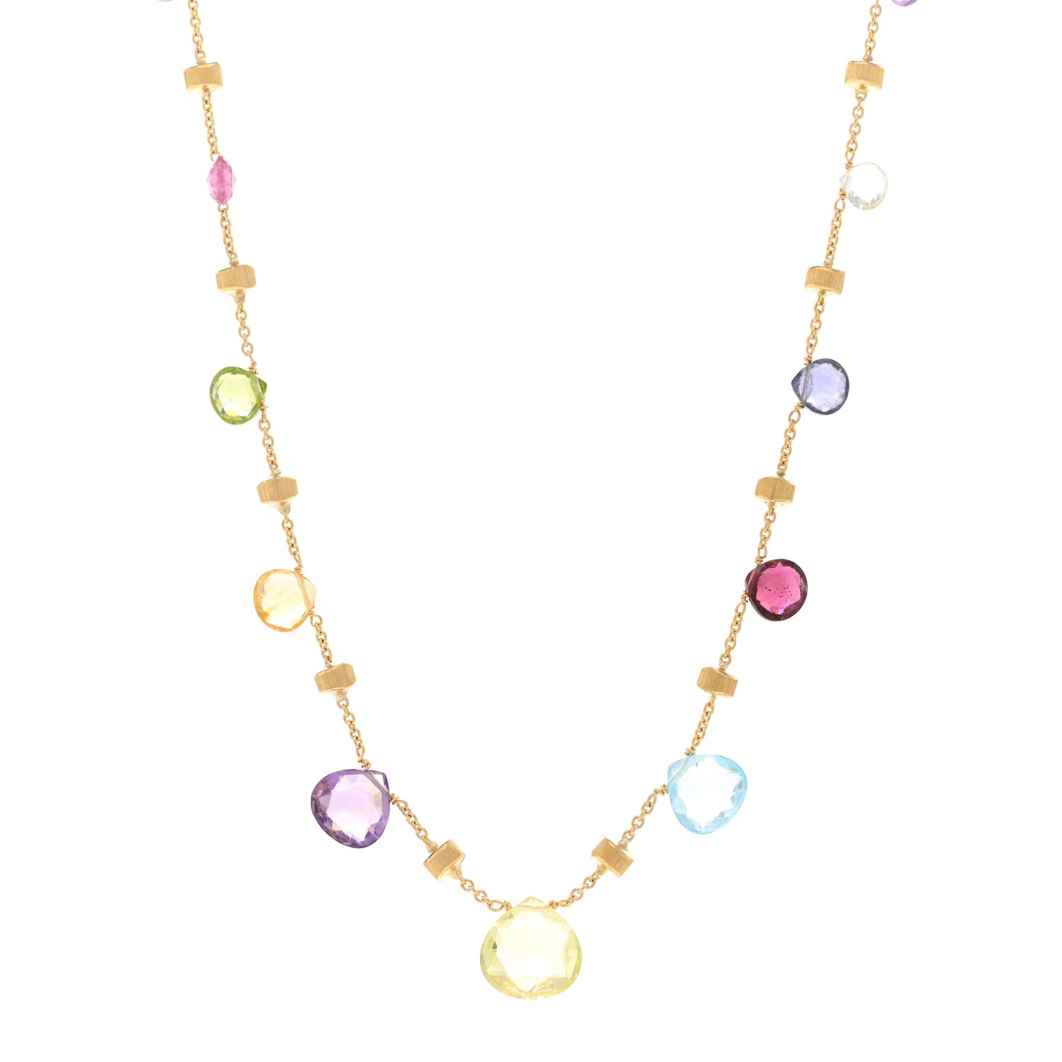 Marco Bicego 18K Yellow Gold Multi Gemstone Paradise Station Necklace 1 of 4
