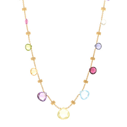 Marco Bicego 18K Yellow Gold Multi Gemstone Paradise Station Necklace 1 of 4