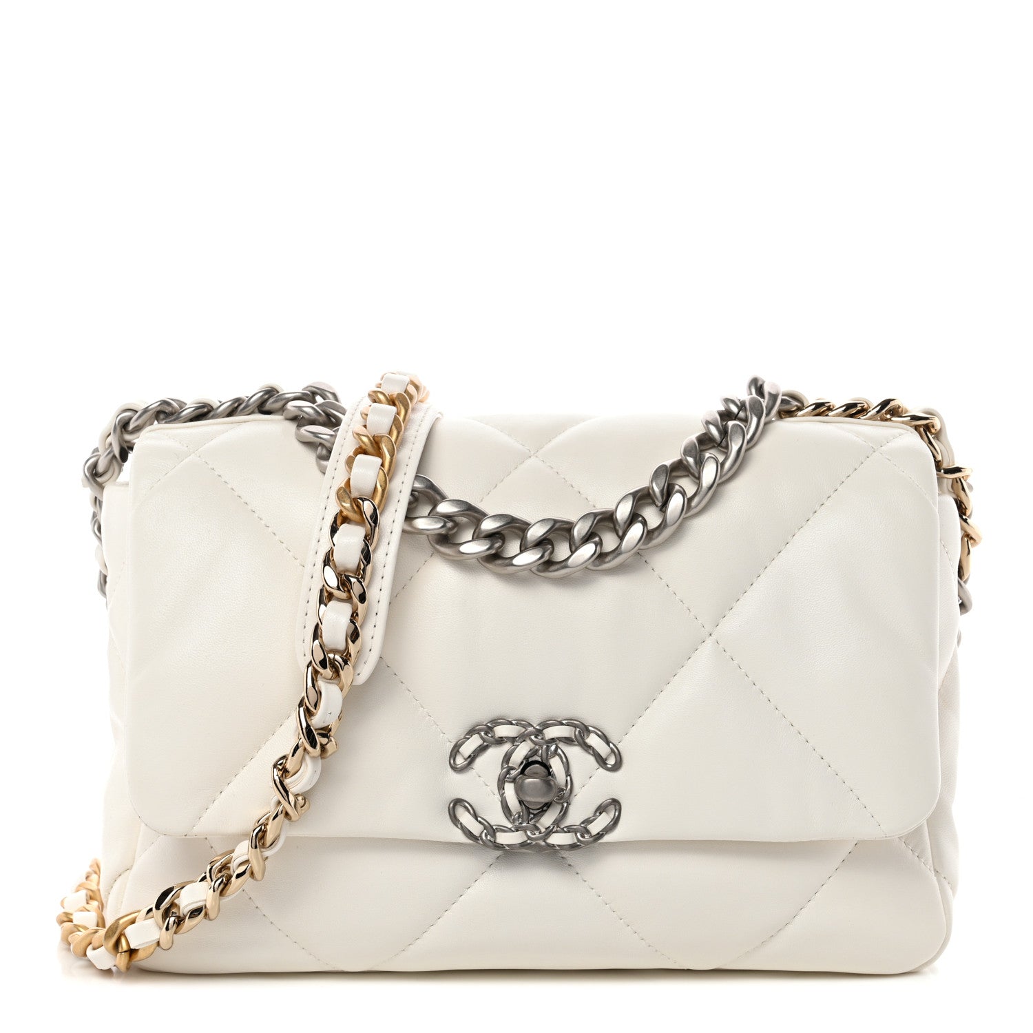 Chanel Lambskin Quilted Medium Chanel 19 Flap White White 1 of 10