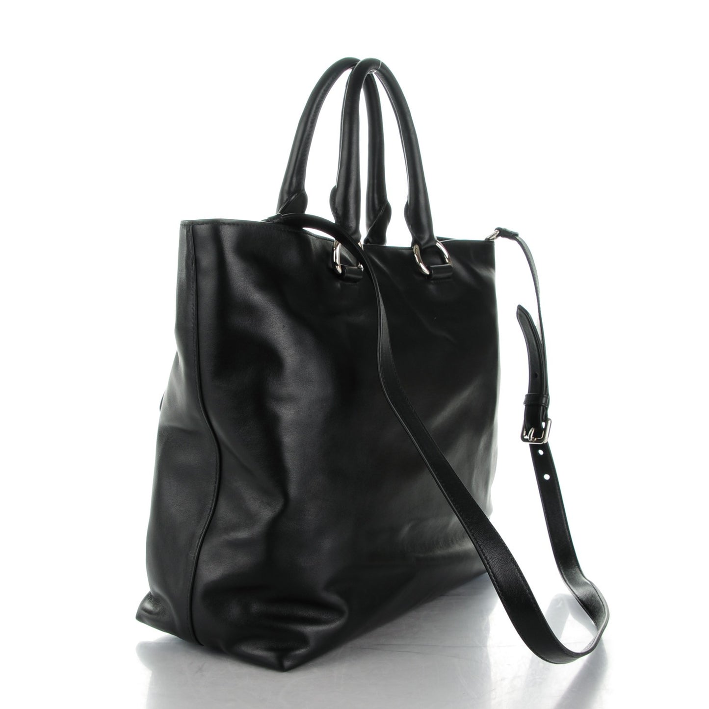 Soft Calf Shopping Tote Nero Black
