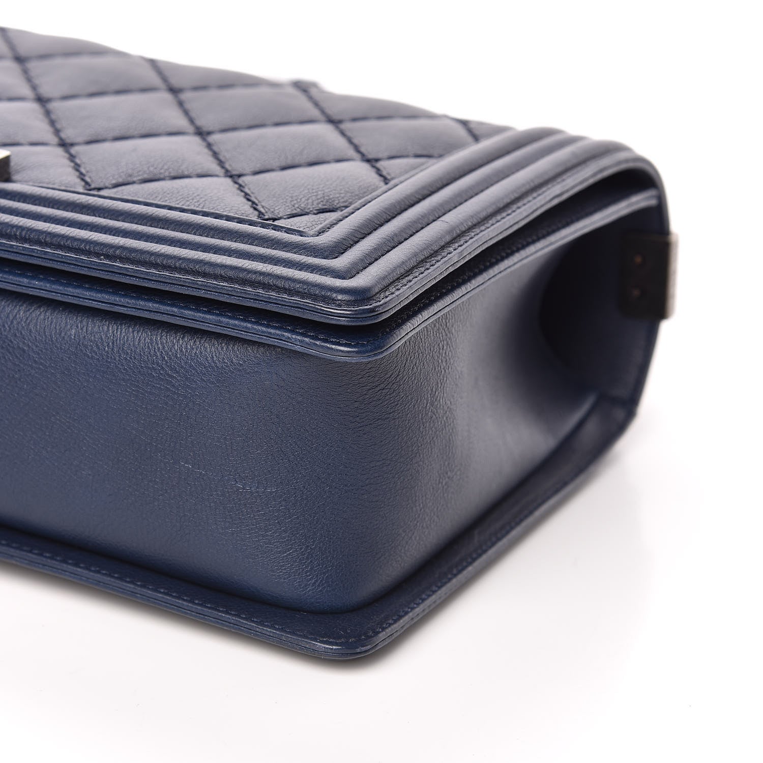 Chanel Calfskin Double Stitch New Medium Boy Flap Navy Blue 11 of 13