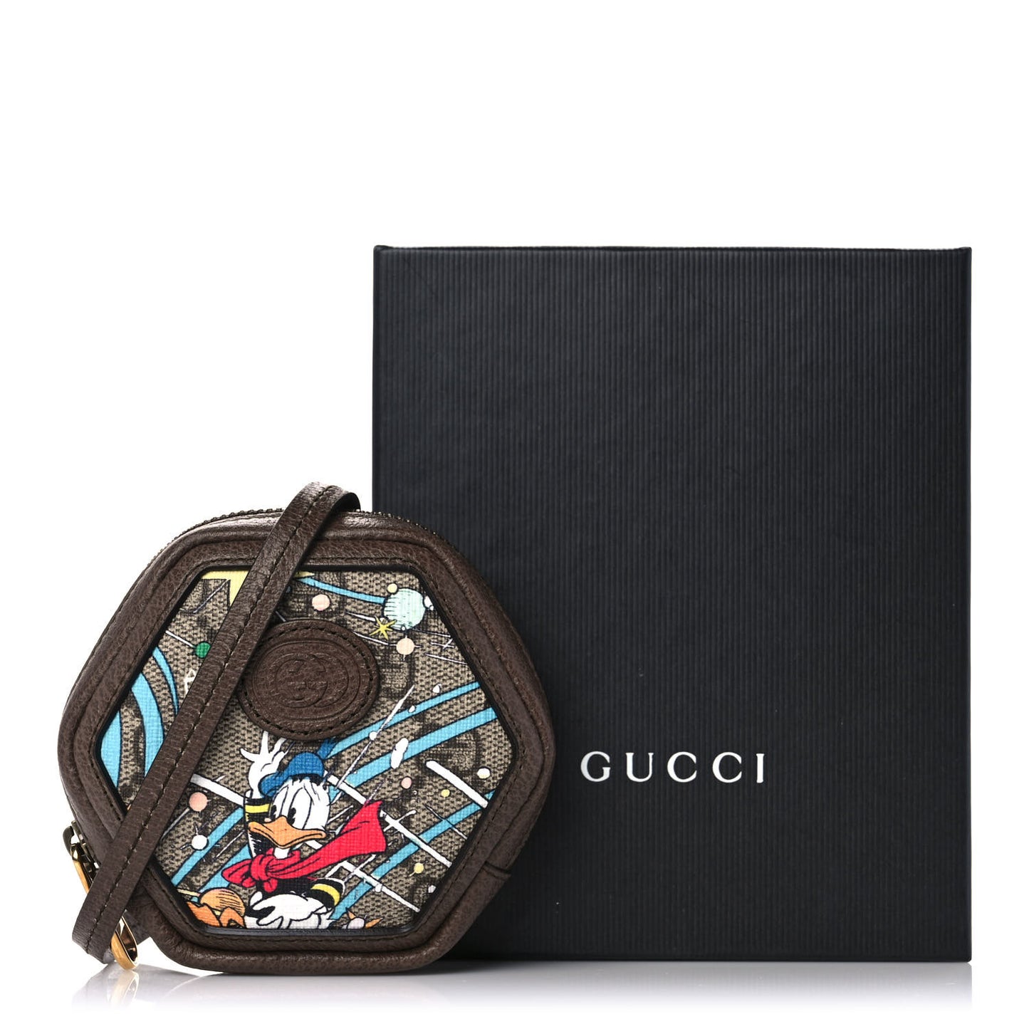 X DISNEY GG Supreme Monogram Donald Duck Interlocking G Coin Pouch Beige Multicolor New Acero