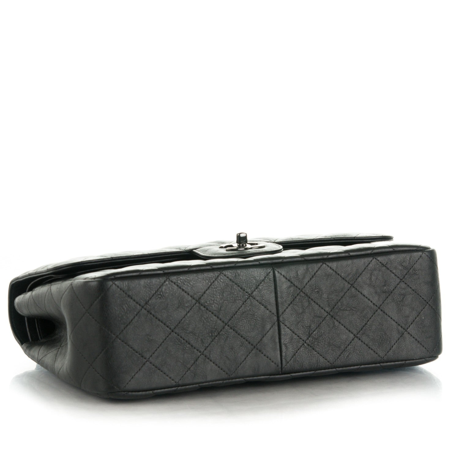 Chanel Crumpled Calfskin Quilted Jumbo Double Flap So Black 5 of 9
