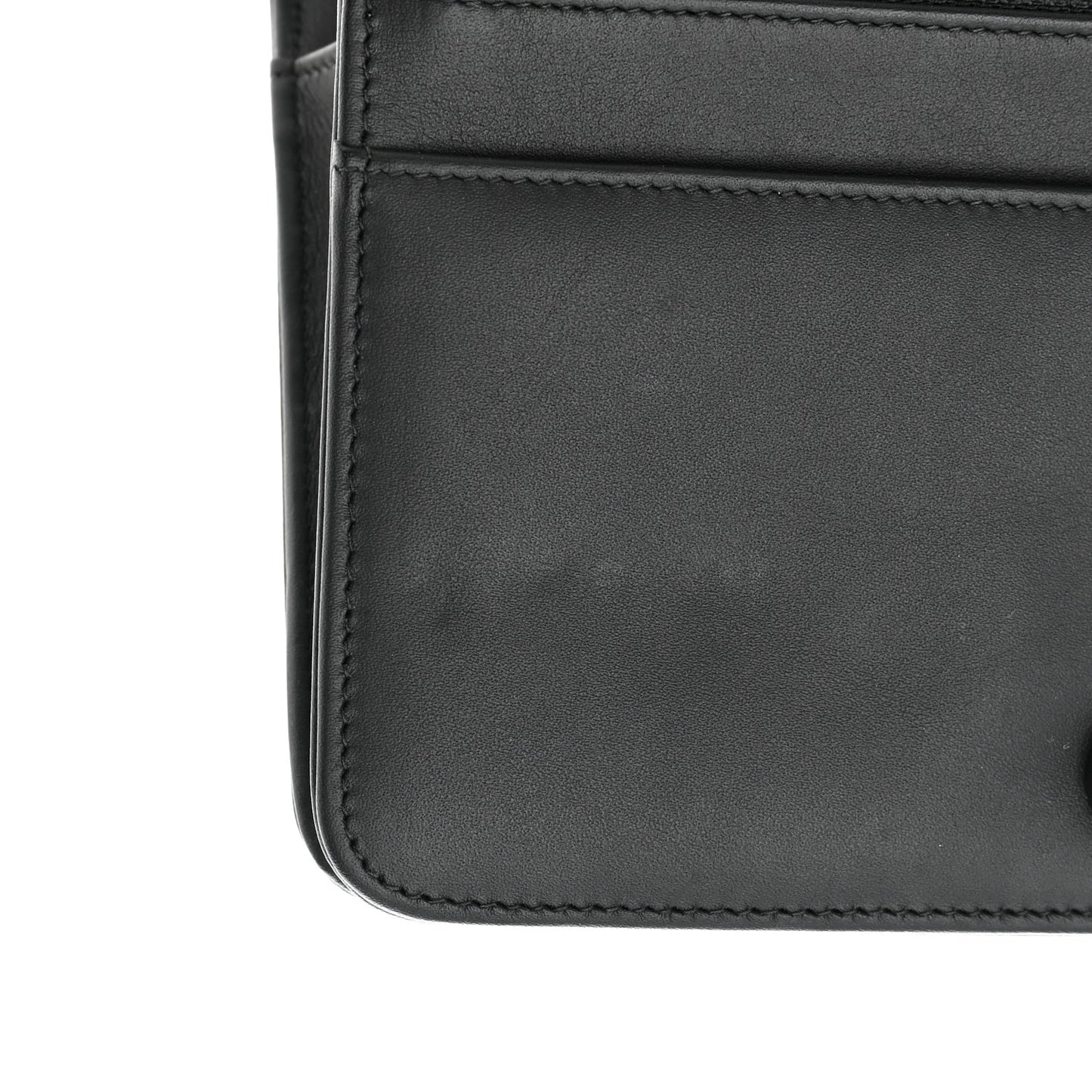 Calfskin Painted Chevron Embossed Boy Wallet On Chain WOC Black