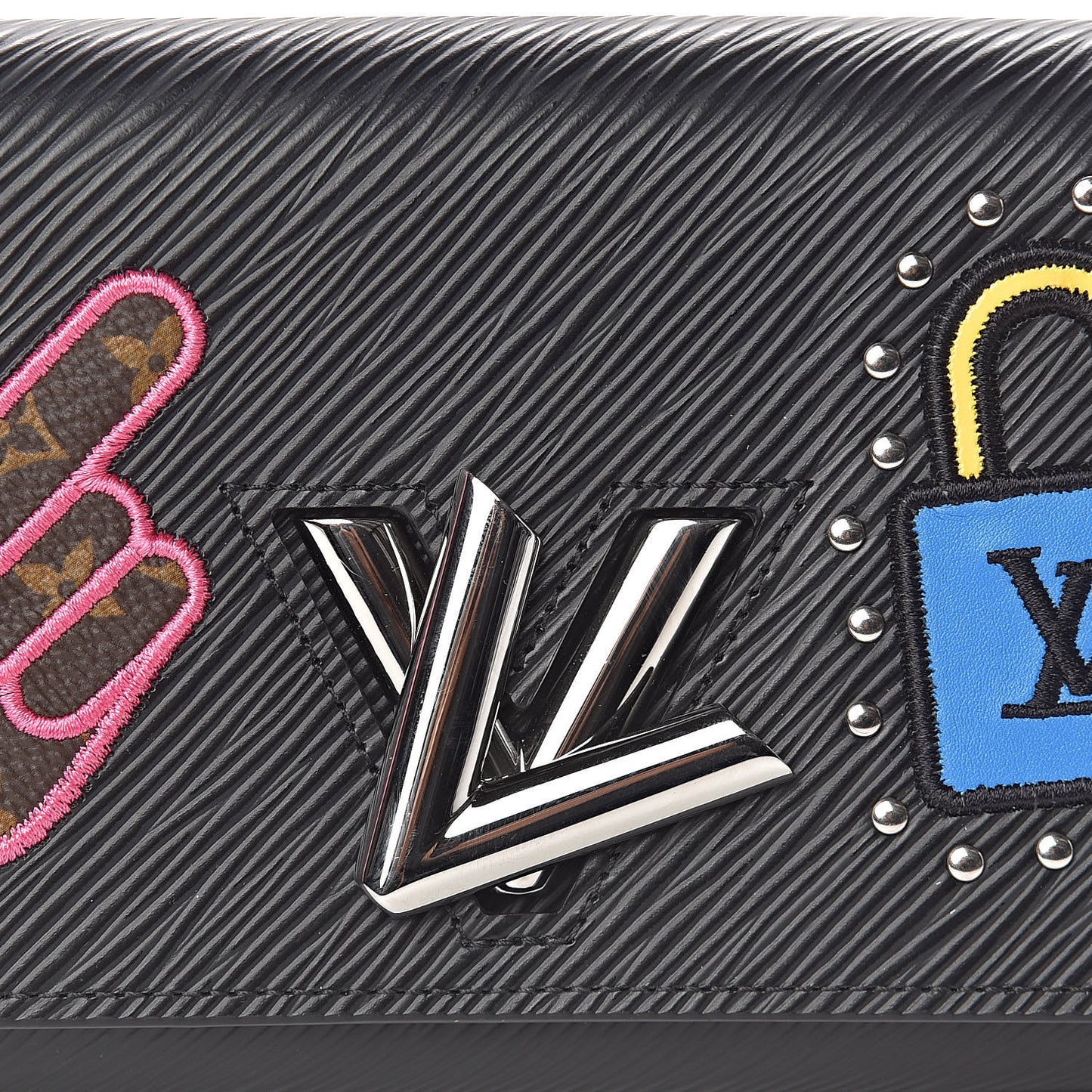 Epi LV Stories Twist Chain Wallet Black