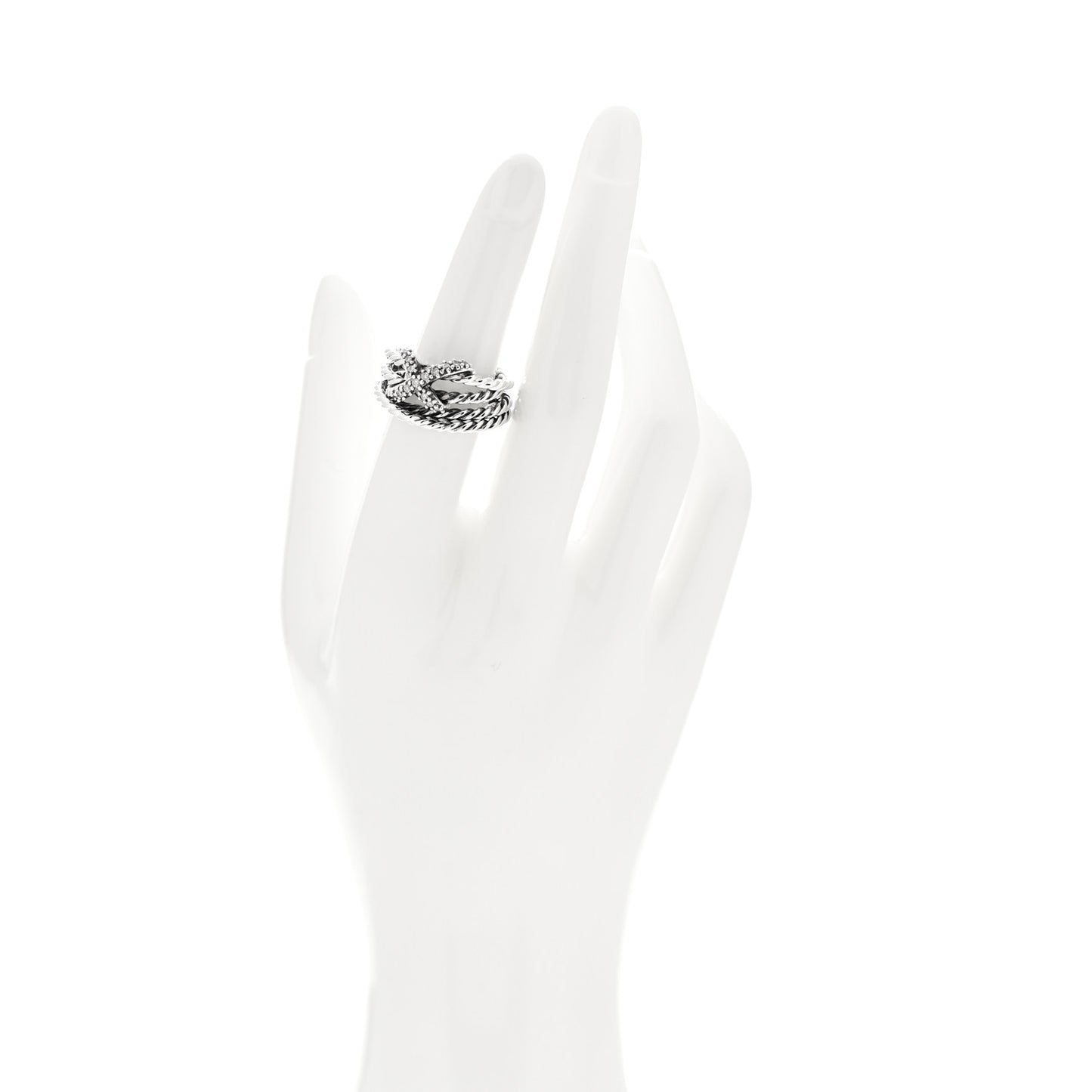 Sterling Silver Diamond 10mm X Crossover Ring 53 6.5