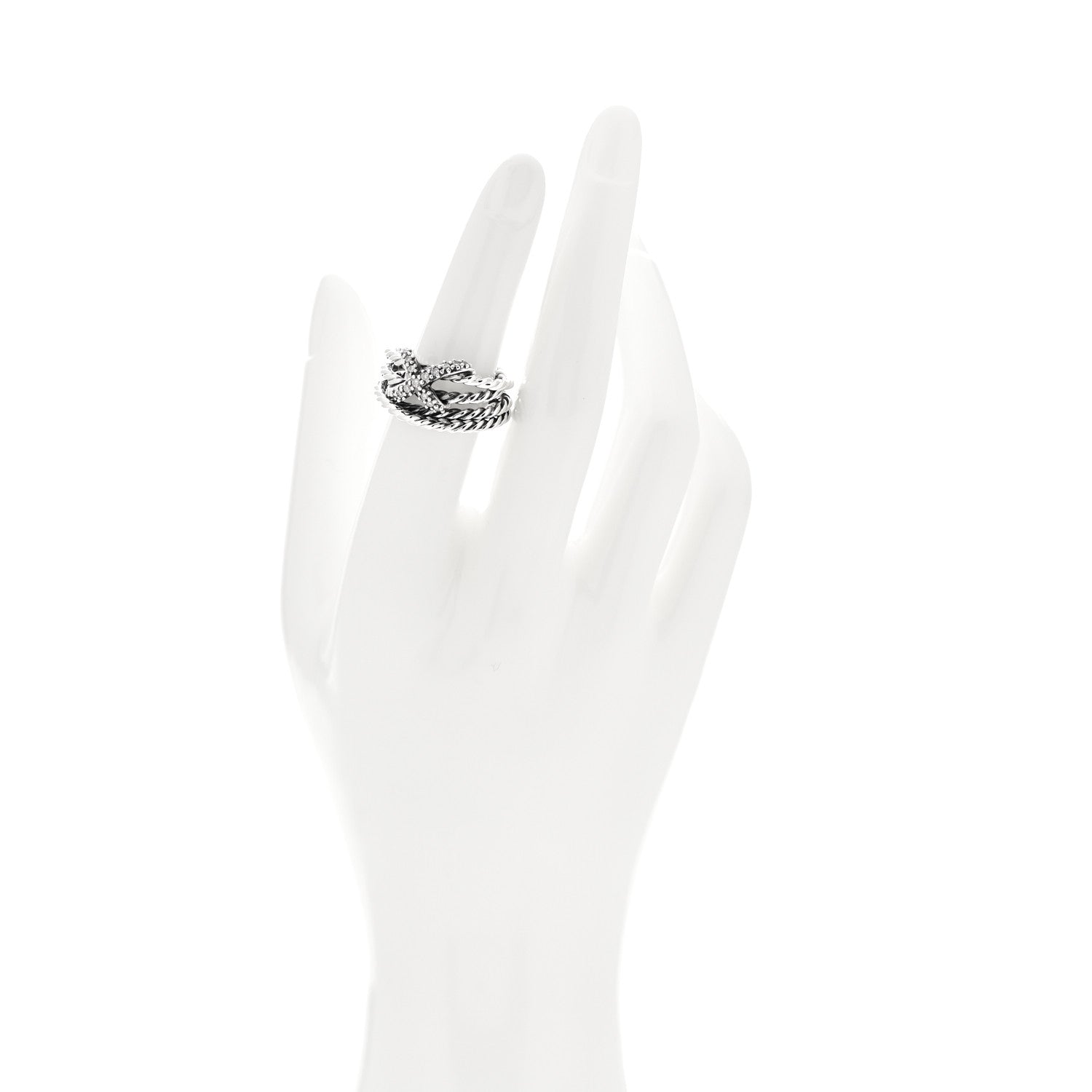 David Yurman Sterling Silver Diamond 10mm X Crossover Ring 53 6.5 2 of 5