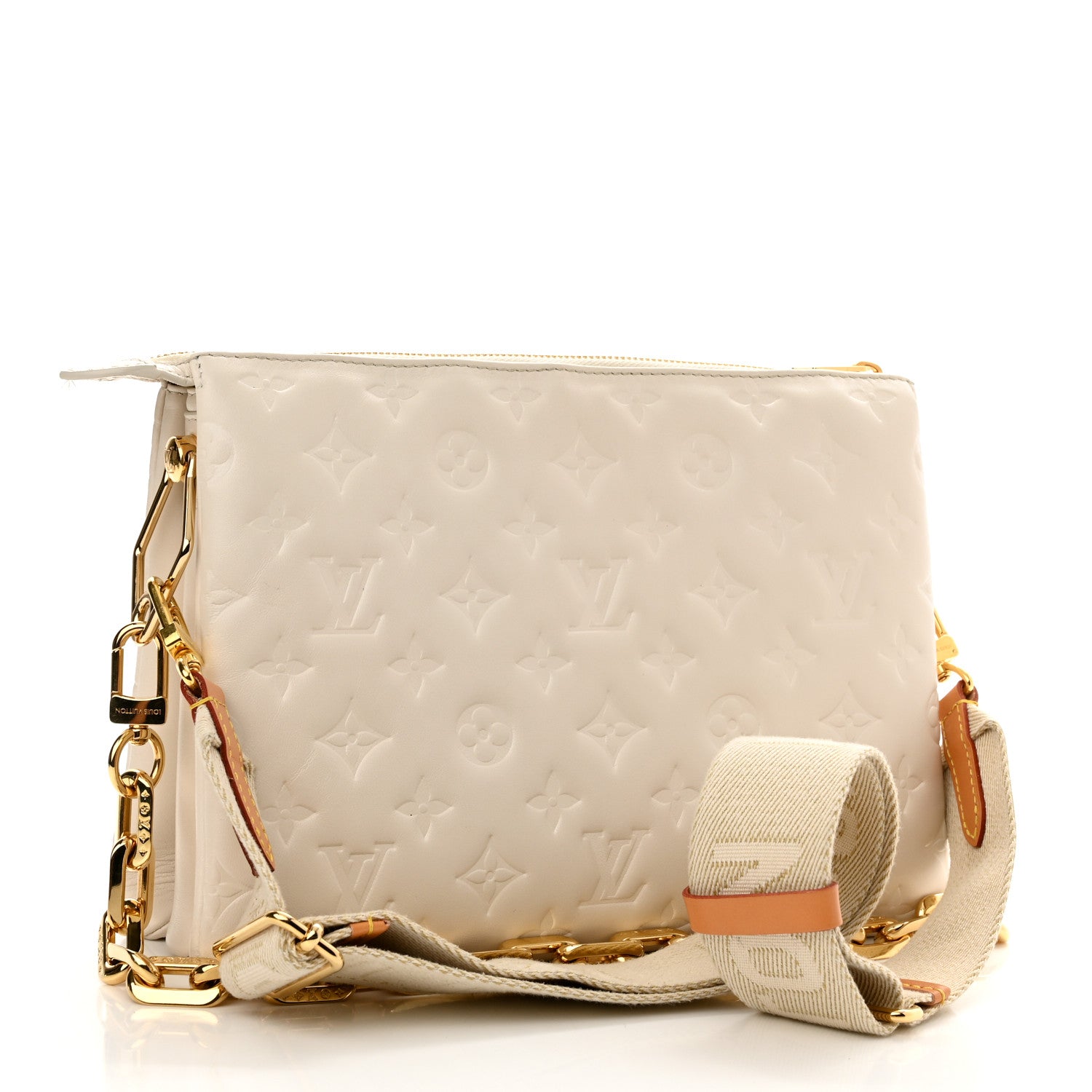 Louis Vuitton Lambskin Embossed Monogram Coussin PM Beige Cream 3 of 11