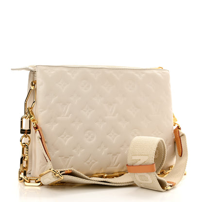 Louis Vuitton Lambskin Embossed Monogram Coussin PM Beige Cream 3 of 11