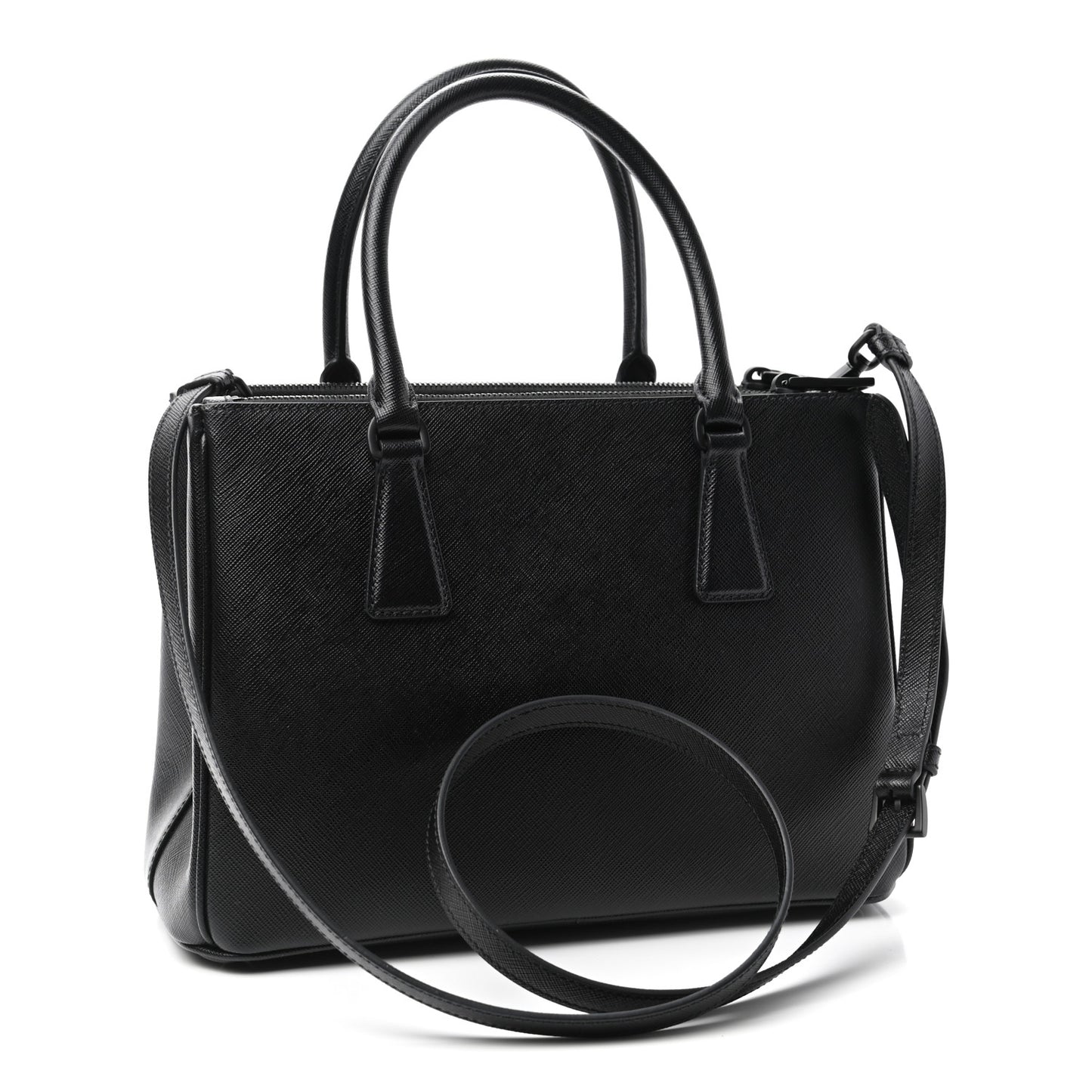 Saffiano Small Galleria Double Zip Tote Black