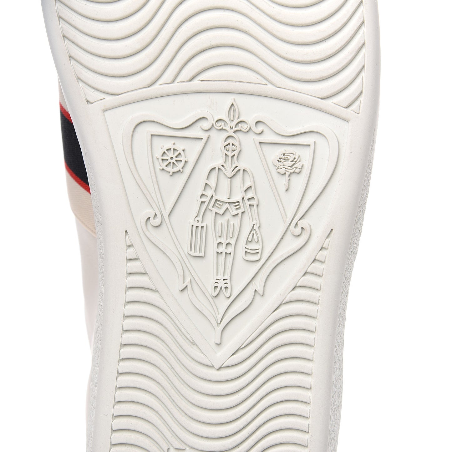 Calfskin Stripe Womens New Ace Sneakers 38 New Mystic White Ecru Red Flame