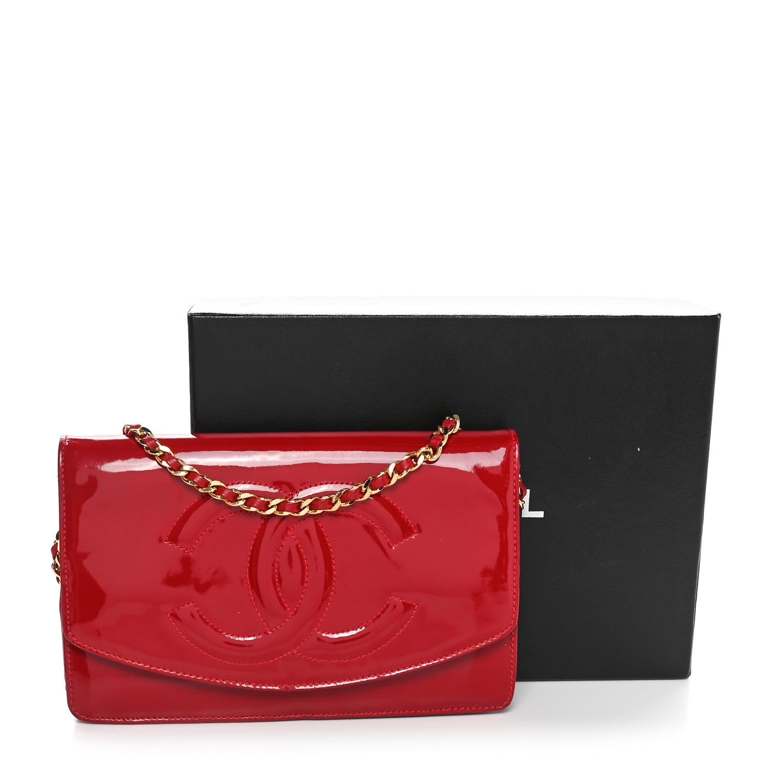 Chanel Patent Timeless CC Wallet On Chain WOC Red 12 of 12