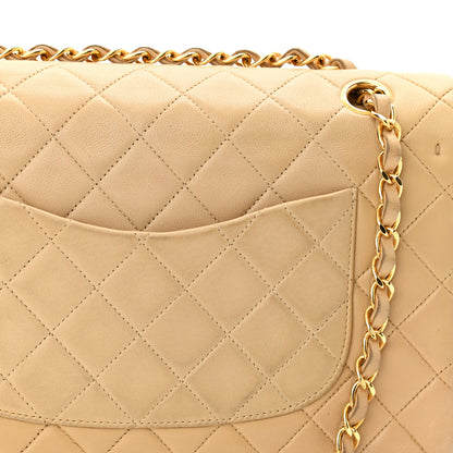 Chanel Lambskin Quilted Medium Double Flap Beige 11 of 13