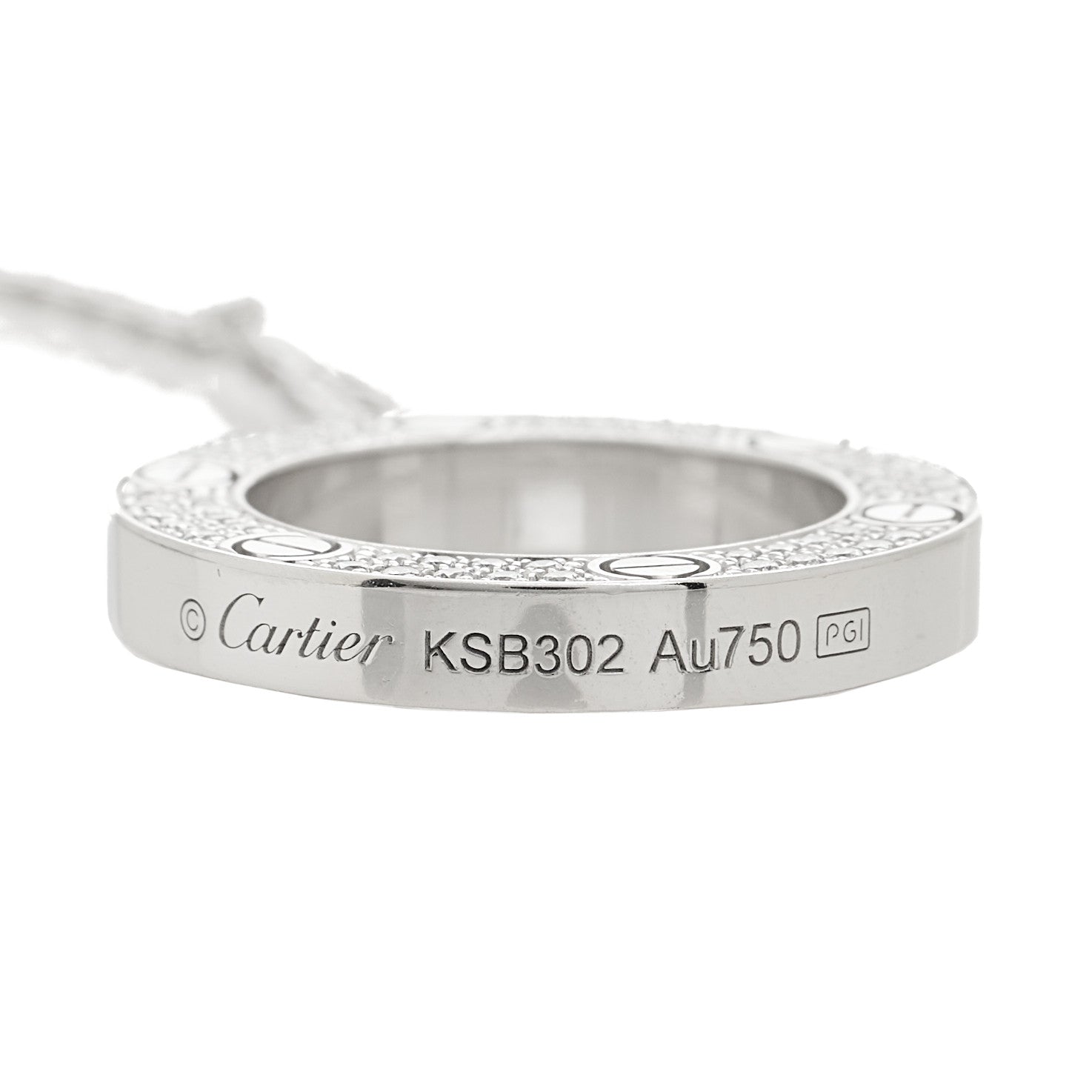 Cartier 18K White Gold Diamond LOVE Paved Necklace 6 of 6