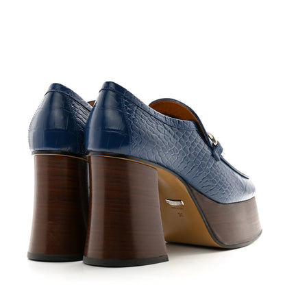 Gucci Croco Calf Lux Granada Kid Horsebit Platform Loafers 36 Royale 4 of 13