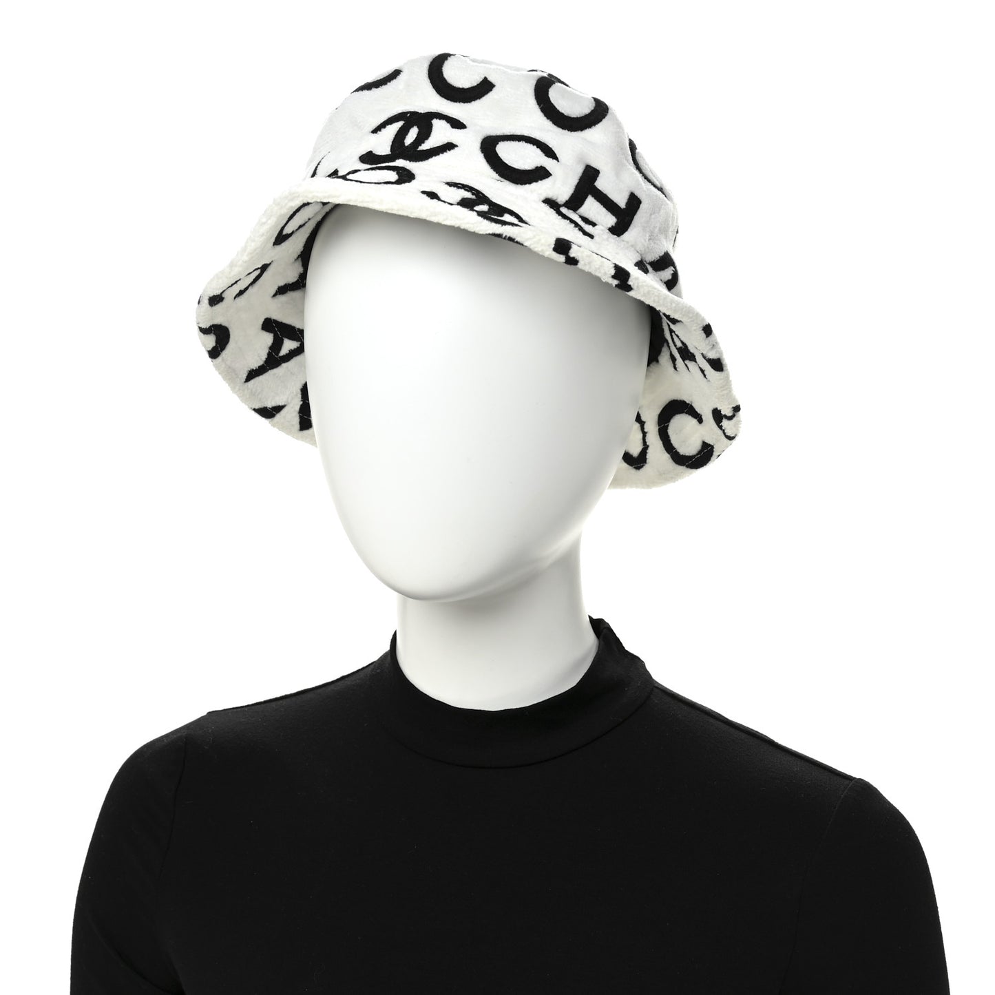 Terry Cloth Bucket Hat M White Black