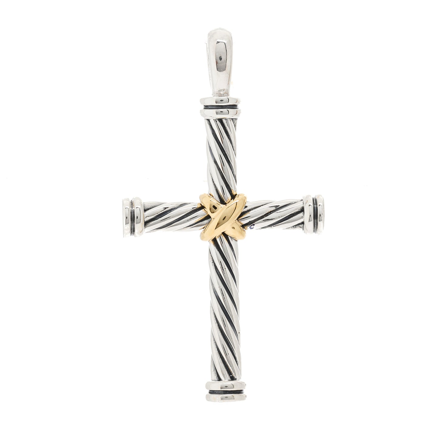 Sterling Silver 18K Yellow Gold 19.8mm Thoroughbred Cross Pendant