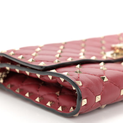 Valentino Garavani Nappa Rockstud Spike Wallet on Chain Rubino 8 of 11