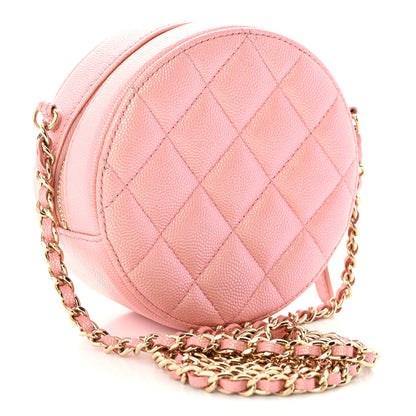 Chanel Iridescent Caviar Resin Quilted Round Clutch With Chain Pink 3 of 10