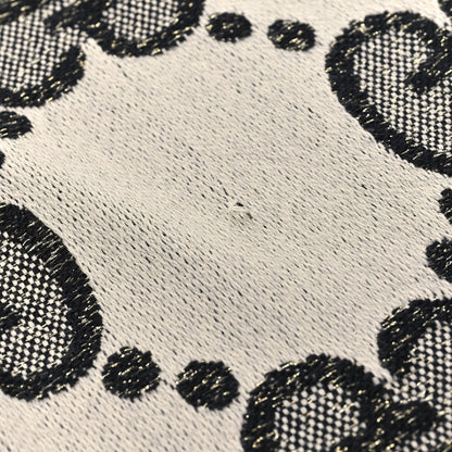 Gucci Wool Lame Jacquard Monogram Jumbo GG Lady Nest Lux Scarf Black Ivory 6 of 6
