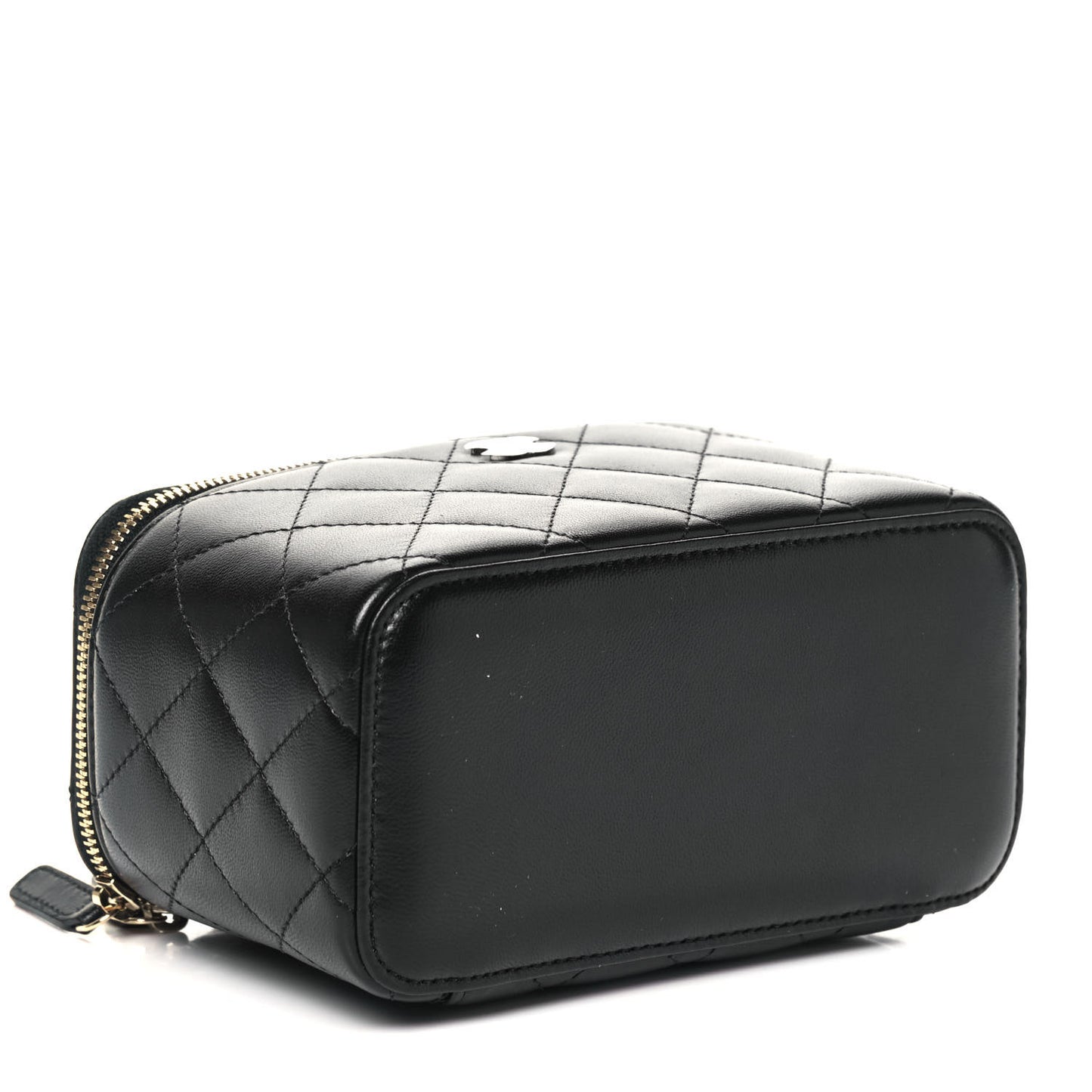 Lambskin Quilted Small Vanity Case With Chain Black