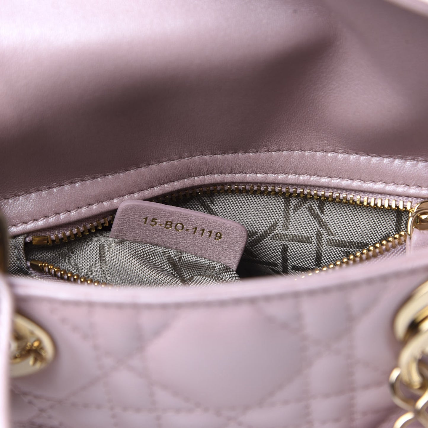 Metallic Lambskin Cannage Mini Lady Dior Lotus