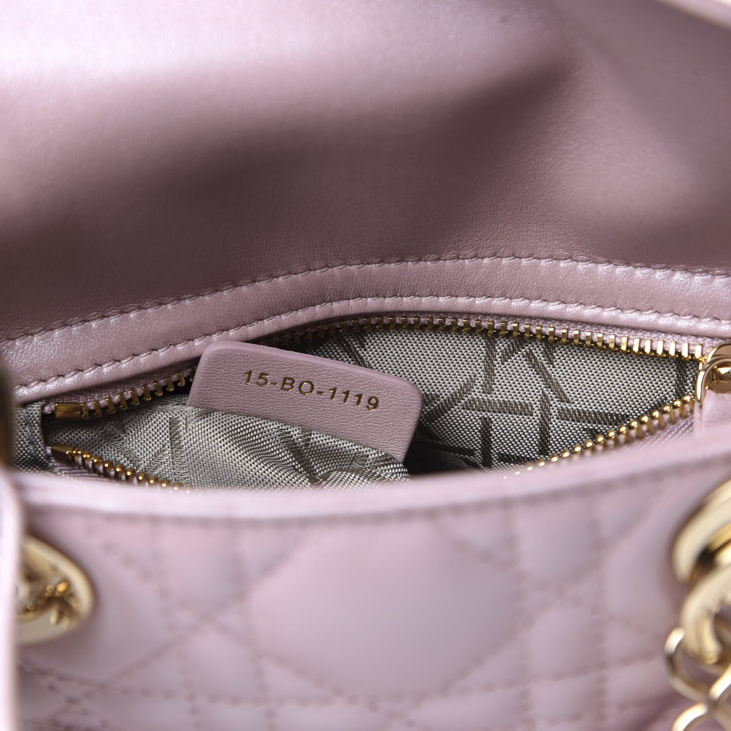 Christian Dior Metallic Lambskin Cannage Mini Lady Dior Lotus 10 of 12