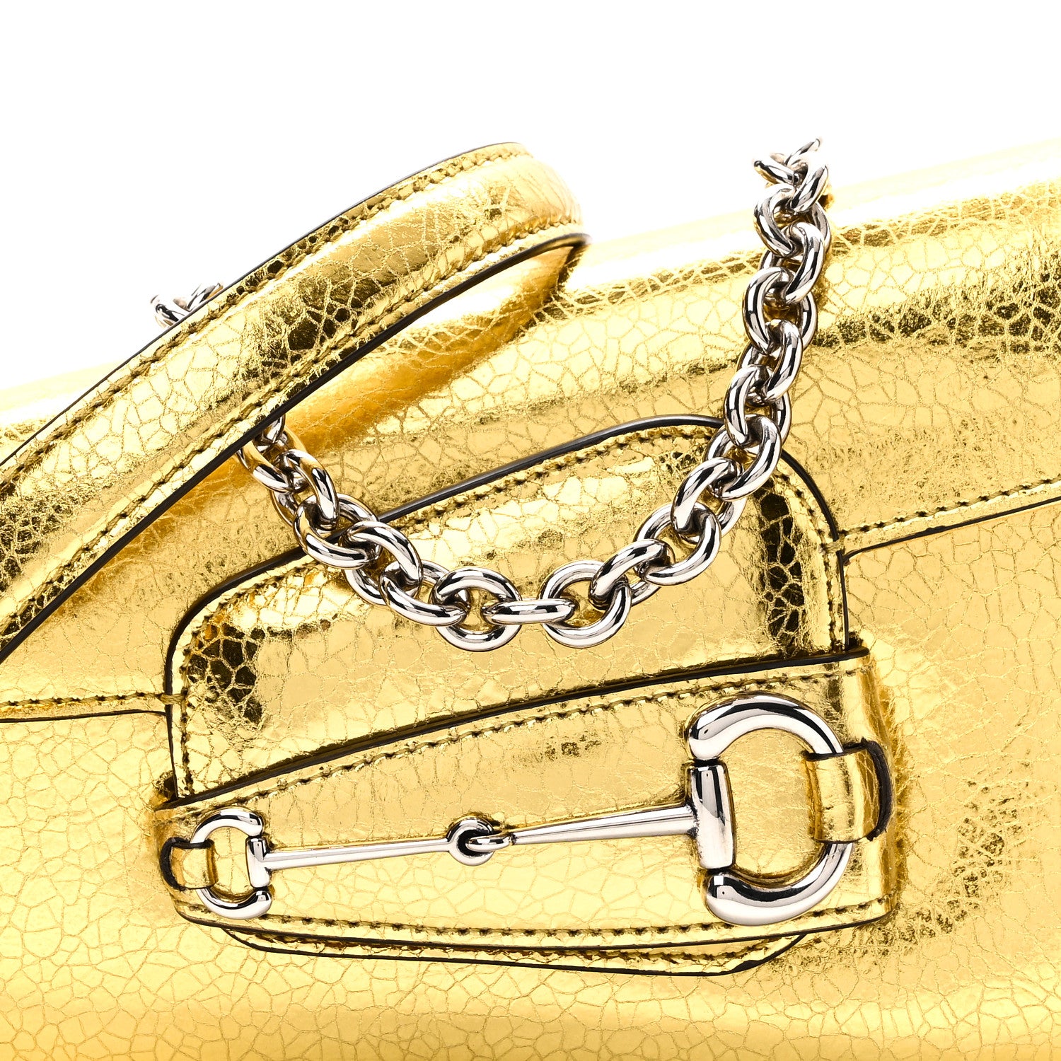 Gucci Metallic Demetra Mini Horsebit 1955 Asymmetric Shoulder Bag Gold 8 of 10