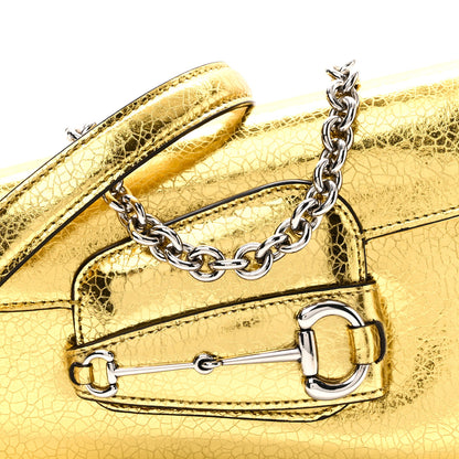 Gucci Metallic Demetra Mini Horsebit 1955 Asymmetric Shoulder Bag Gold 8 of 10